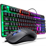 Kit Gamer Teclado Semi Mecânico Luminoso Abnt2 Mouse Pc Usb