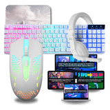 Kit Gamer Teclado Semi Mecanico Mouse Rgb Headset Brindes