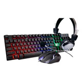 Kit Gamer Teclado Semi Mecânico Mouse Rgb Headset Pc Usb Ps4