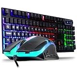 Kit Gamer Teclado Semi Mecânico RGB Mouse Profissional Led Iluminado Jogos PC