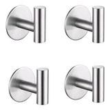 Kit Gancho Adesivo 3m Toalha Objetos Prata 4 Unidades Inox
