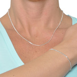 Kit Gargantilha E Pulseira Feminina Banhada Prata Semi Joia