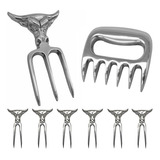Kit Garra De Urso Garfo Tridente 6 Mini Garfinhos Churrasco