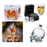 Kit Garrafa De Vidro Caveira Com 4 Copos Shot forma Caveira