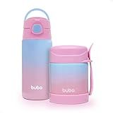 Kit Garrafa E Pote Térmico Inox Buba Cor Rosa Degradê