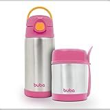 Kit Garrafa E Pote Térmico Inox Buba Cor Rosa