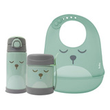 Kit Garrafa Térmica Pote Térmico Babador Silicone Buba 