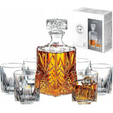 Kit Garrafa Whisky Licor Bar 1l Vidro Jogo Copos 280ml 6un