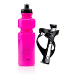 Kit Garrafinha De Água Caramanhola 750ml Suporte Para Bike Cor Rosa