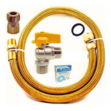 Kit Gas Encanado Flexivel 80cm Valvula Adptador Gás Gn