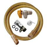 Kit Gas Encanado Mangueira 1mt registro adaptador Fêmea