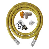 Kit Gas Encanado Mangueira 1mt registro adaptador Fêmea