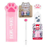 Kit Gato Estojo Caneta Apontador Fita Corretiva Ponteira