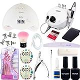 Kit Gel Acrigel Alongamento Fibra Unhas Tips Espanador Caneta Hidratante Presilhas Lixadeira Eletrica Completo
