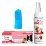 Kit Gel Dental   Spray Bucal   Escova Dedeira Pet Clean