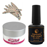 Kit Gel Pink Light Honey Top Coat Fengshangmei 10 Lixas
