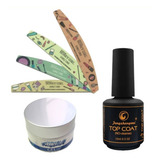 Kit Gel Pink Light Honey Top Coat Fengshangmei 10 Lixas