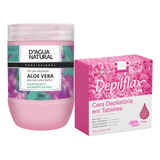 Kit Gel Pós Depilação D água Natural E Cera Depilflax Rosa