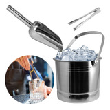 Kit Gelo Drink Balde Pegador Concha Inox Barman Coquetel