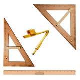 Kit Geom Régua 1 Mto Compas Qdo Bco Esquad 30 60 Esquad 45