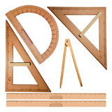 Kit Geometr Professor Mdf 2 Réguas 1 Comp Giz 1 Esq 1 Tranf