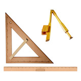Kit Geométrico Professor Régua 1m Compasso Qb Esquadro 45 Sb