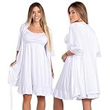 Kit Gestante Camisola Amamentação Com Calcinha Pós Parto E Robe Branco G