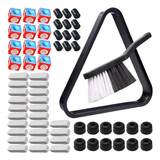 Kit Giz Azul Sinuca Bilhar Ponteira Culatra Triangulo Escova