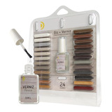 Kit Giz Tira Riscos Mdf 24 Cores Com Verniz Verniz Extra