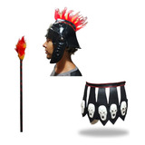 Kit Gladiador Das Trevas Halloween Carnaval Fantasia Festa