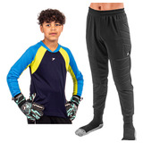 Kit Goleiro Futebol Infantil Camisa E Calça Acolchoada Poker