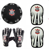 Kit Goleiro Infantil Corinthians Bola N 5 Luva Caneleira