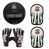 Kit Goleiro Infantil Corinthians Bola N 5 Luva Caneleira