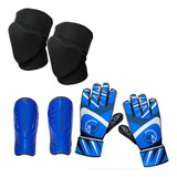 Kit Goleiro Infantil Joelheira Premium Caneleir Luva Futebol