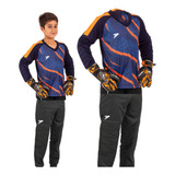 Kit Goleiro Infantil Poker Conjunto Camisa Calça Acolchoada