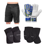 Kit Goleiro Poker Bermuda Luva Joelheira E Cotoveleira