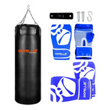Kit Gorilla Saco Pancadas Box 02 Luvas Infantis Suporte Cor Azul