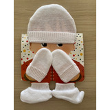 Kit Gorro Luvas E Sapatinhos Branca Em Tricot