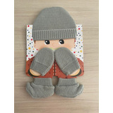 Kit Gorro Luvas E Sapatinhos Cinza