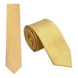 Kit Gravata Dourada C Prendedor Slim Brinde Ref J103
