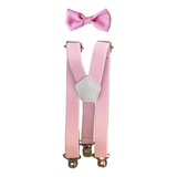 Kit Gravata E Suspensório Infantil Varias Cores Cor Rosa