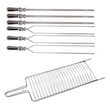 Kit Grelha 6 Espetos 50cm Churrasqueira Churrasco Peixe