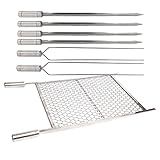 Kit Grelha Moeda 70x50 6 Espetos Espada E Duplo Churrasco