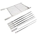 Kit Grelha Moeda Inox 70x40 Mais 6 Espetos Para Churrasco