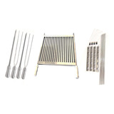 Kit Grelhas Uruguaia 4 Espetos Suporte Churrasqueira 75