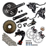 Kit Grupo 3x7v 21 Marchas Bike Aro 29 E 26 Com Freio Á Disco