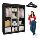 Kit Guarda roupa Portátil 3 Portas 10 Cabides De Plástico