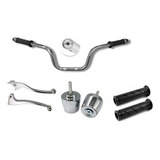 Kit Guidão Cg Cargo Peso Pcx Manopla Par Manete Cromado