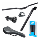 Kit Guidão Completo Bike Guidão Mesa Canote Manopla C Selim