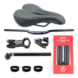 Kit Guidão Curvo Bike Mesa Manoplas Calço Canote Selim Gel